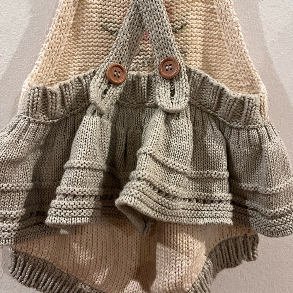 Wild Wawa Romper GrayishBlue and Cream Knit - Picture 3 of 7